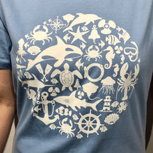 Load image into Gallery viewer, SEA LIFE Trust Montage Ladies t-shirt Sky Blue