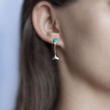 Load image into Gallery viewer, Whale Tale Fluke Drop Earrings with Turquoise