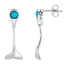 Load image into Gallery viewer, Whale Tale Fluke Drop Earrings with Turquoise
