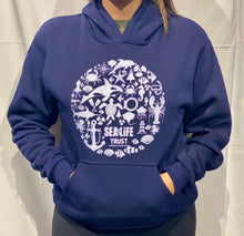 Load image into Gallery viewer, SEA LIFE Trust Montage Unisex Hoodie Navy