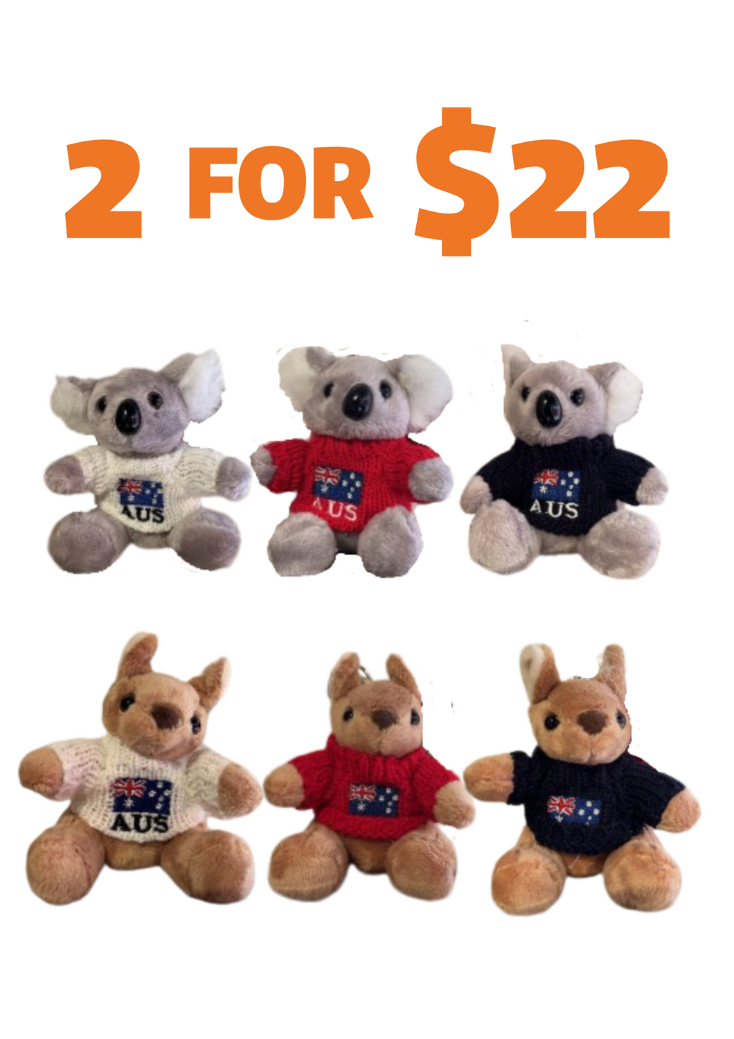 Assorted Koala/Kangaroo Plush Keyrings
