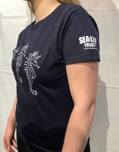 SEA LIFE Trust White's Seahorses Ladies t-shirt Navy