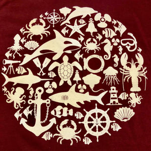 SEA LIFE Trust Montage Ladies t-shirt Maroon