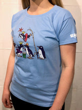 Load image into Gallery viewer, SEA LIFE Sydney Waddle of Penguins Ladies t-shirt Sky Blue
