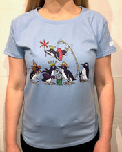 Load image into Gallery viewer, SEA LIFE Sydney Waddle of Penguins Ladies t-shirt Sky Blue
