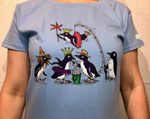 Load image into Gallery viewer, SEA LIFE Sydney Waddle of Penguins Ladies t-shirt Sky Blue
