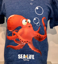 Load image into Gallery viewer, SEA LIFE Sydney Octopus Kids t-shirt Blue Marle
