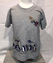 Load image into Gallery viewer, SEA LIFE Sydney Waddle of Penguins Kids t-shirt Pale Grey
