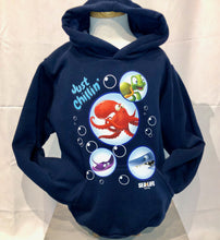 Load image into Gallery viewer, SEA LIFE Sydney Just Chillin&#39; Kids Hoodie Navy
