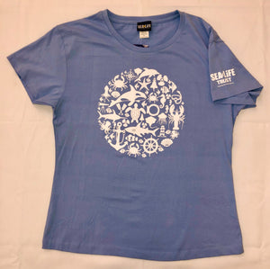 SEA LIFE Trust Montage Ladies t-shirt Sky Blue