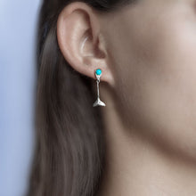 Load image into Gallery viewer, Whale Tale Fluke Drop Earrings with Turquoise
